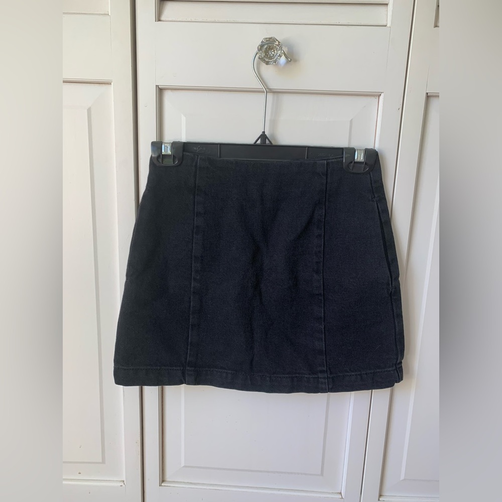 Black denim mini skirt from Topshop